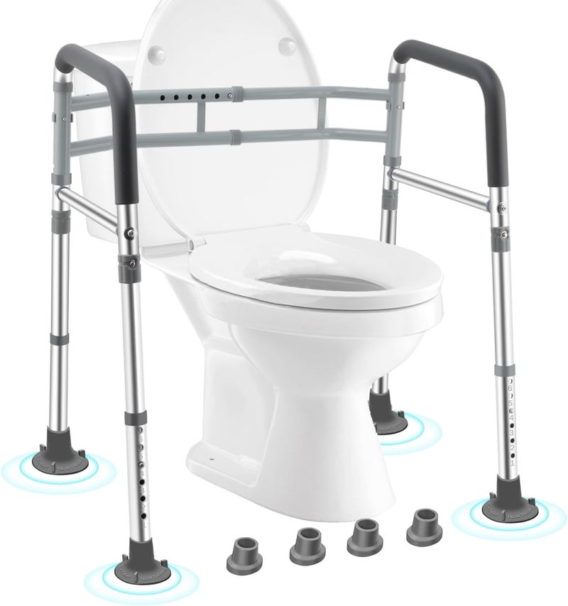 Brosive Toilet Safety Rails for Seniors, Adjustable & Foldable Toilet Frame for Elderly and Disabled, Handicap Toilet Handles Fits Any Toilet (350 lb) - Image 1